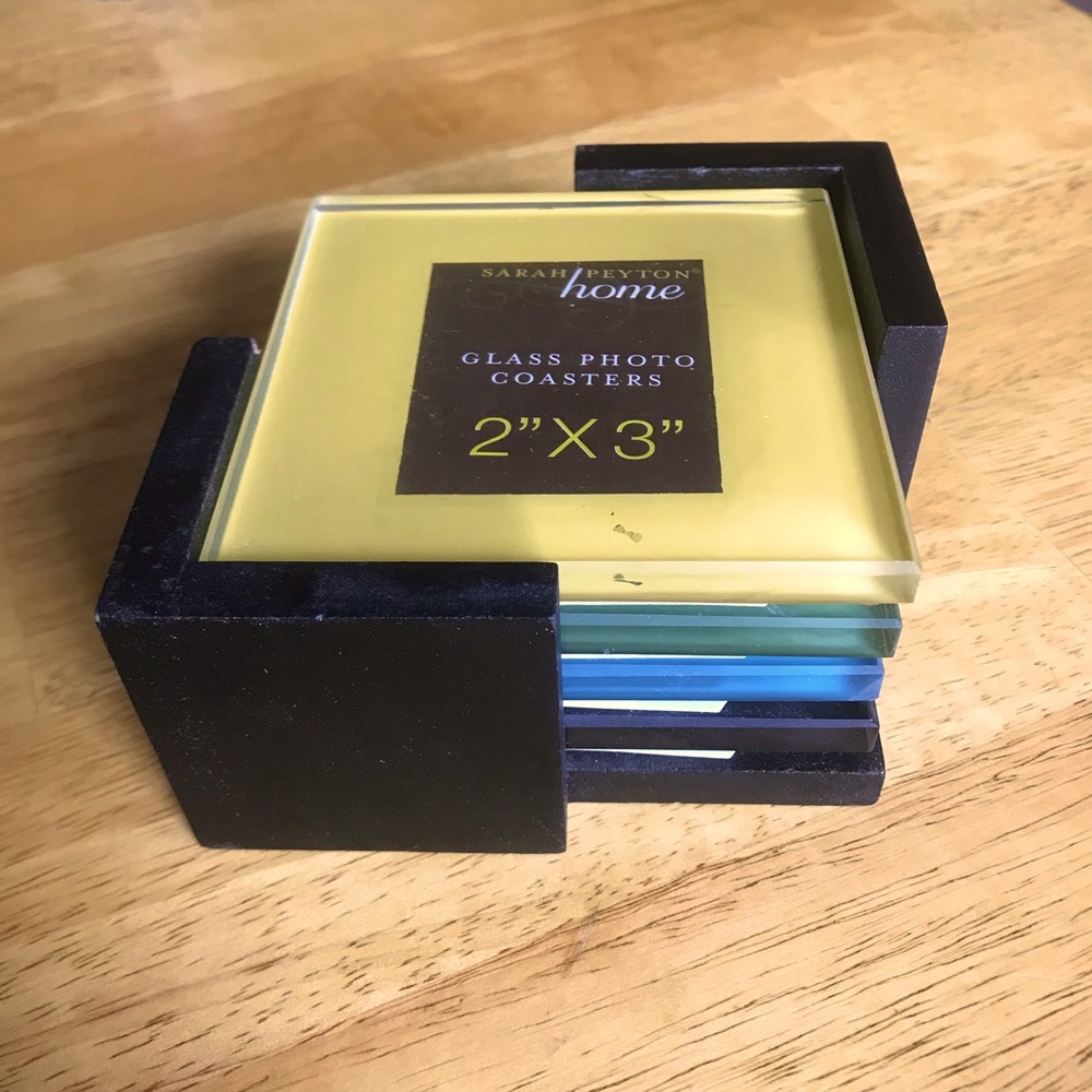 Glass photo coaster set